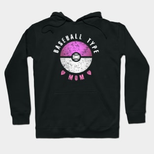 Baseball Type Mom (pink and white text) Hoodie